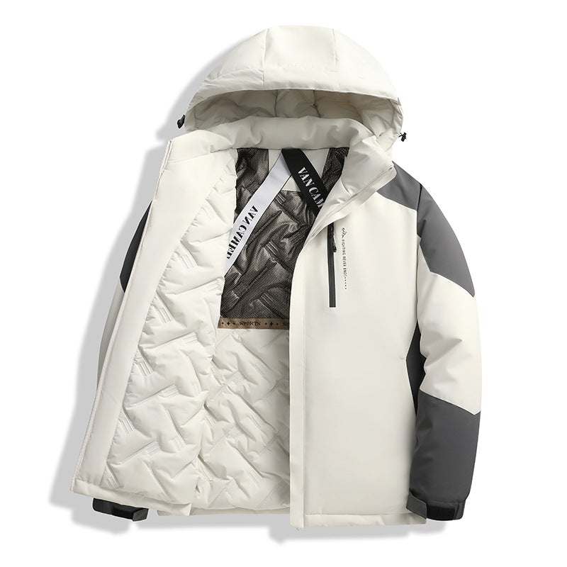 Couple'S Cotton-Padded Coat Graphene Self-Heating Cotton-Padded Coat Men'S Coat Cotton-Padded Coat Loose Collar Color Matching Thickened Overalls Cotton-Padded Coat - Image 4